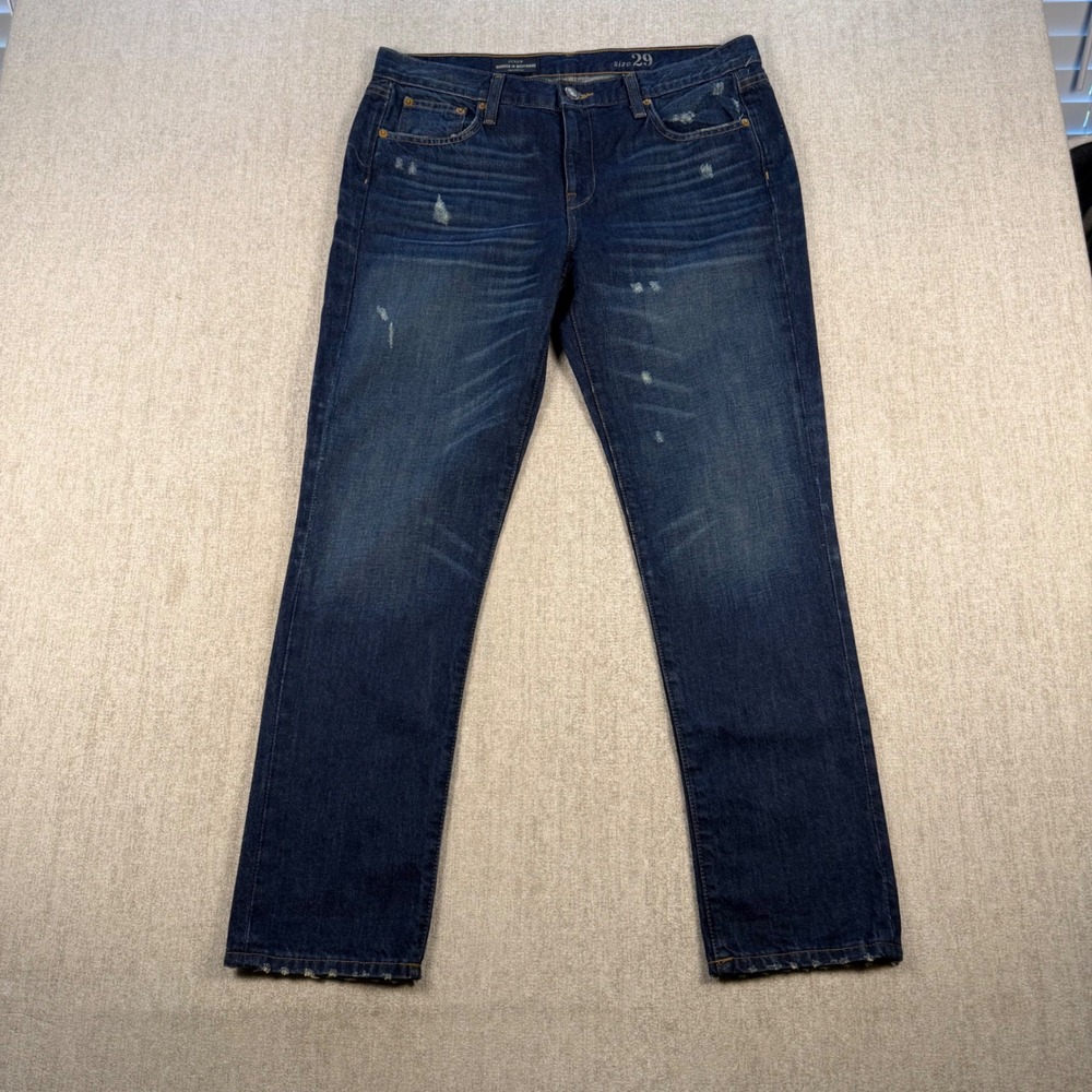 J.Crew Broken In Boyfriend Jeans Women 29 Blue Distressed Dark Wash Denim